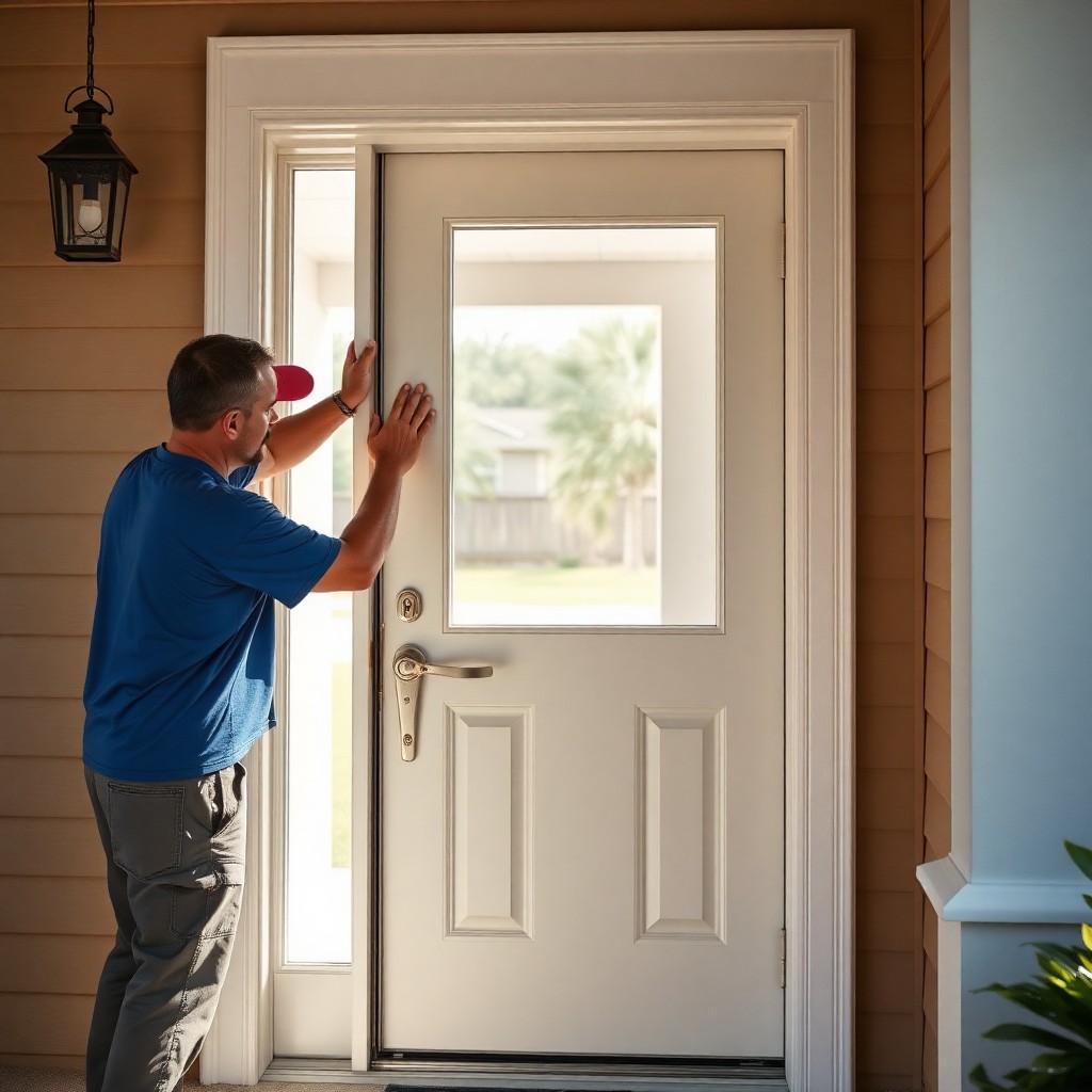 Locksmith Chick storm & hurricane door installation on-site in 30A, FL