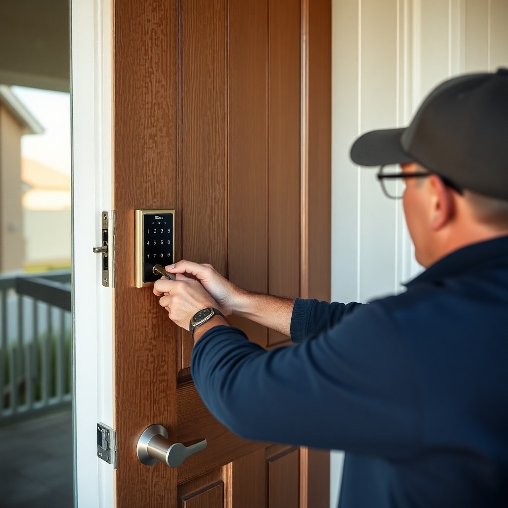 Locksmith Chick smart lock installation on-site in Crystal Beach, FL