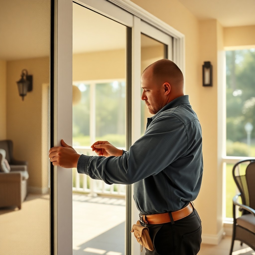 Locksmith Chick patio door repair on-site in Fort Walton Beach, FL