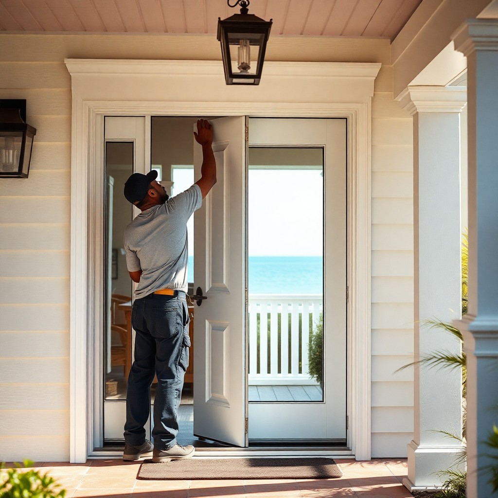 Locksmith Chick storm & hurricane door installation on-site in Fort Walton Beach, FL