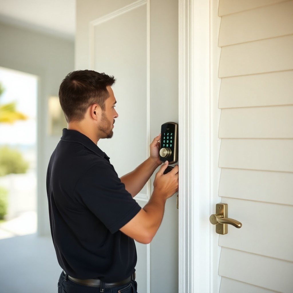 Locksmith Chick smart lock installation on-site in Grayton Beach, FL