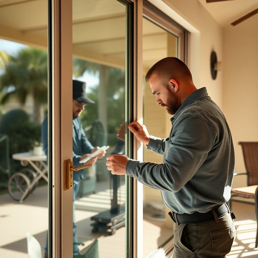 Locksmith Chick patio door repair on-site in Gulf Breeze, FL