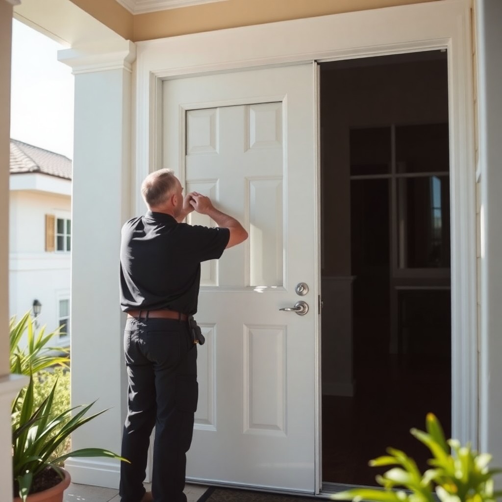 Locksmith Chick storm & hurricane door installation on-site in Gulf Breeze, FL