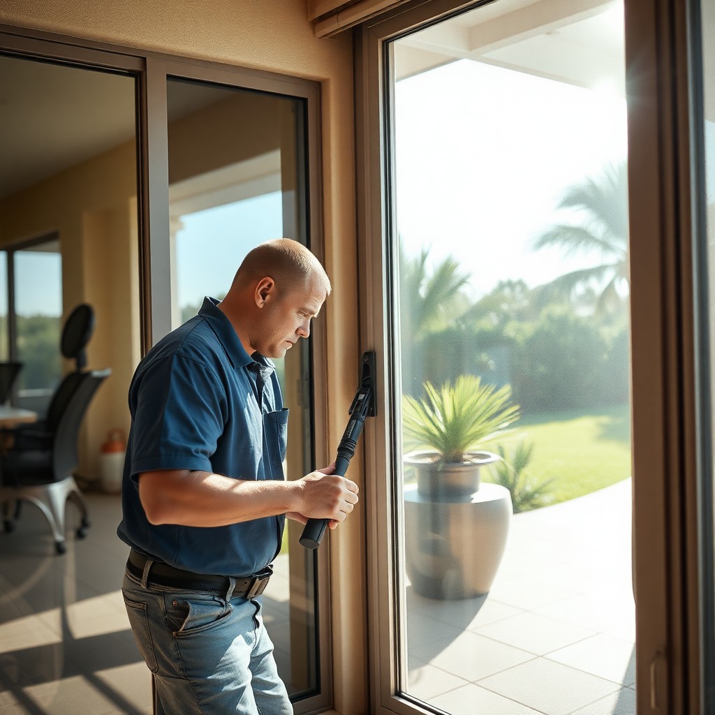 Locksmith Chick patio door repair on-site in Miramar Beach, FL
