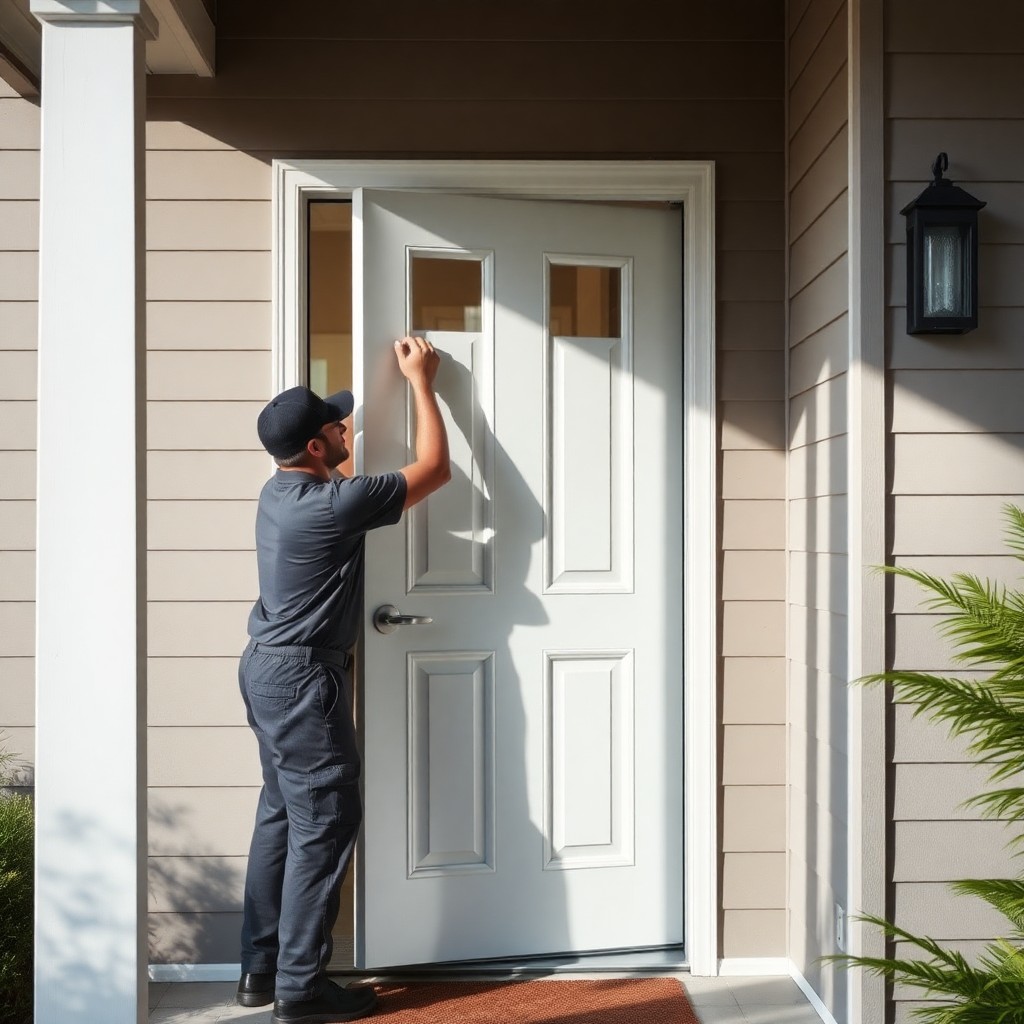Locksmith Chick storm & hurricane door installation on-site in Miramar Beach, FL