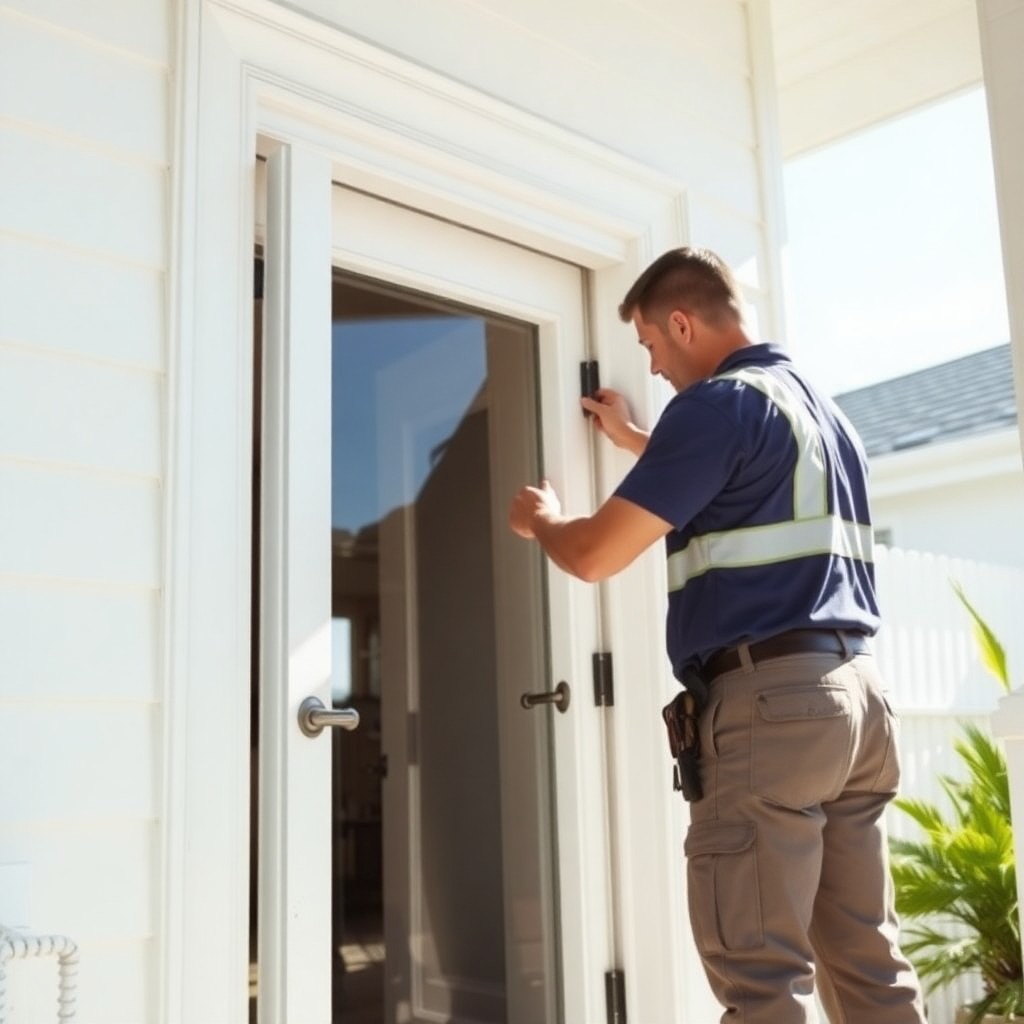 Locksmith Chick storm & hurricane door installation on-site in Navarre, FL