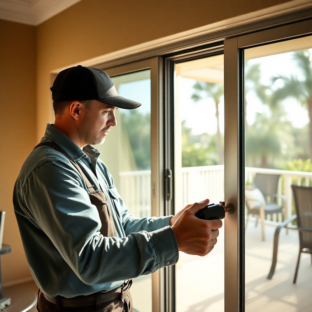 Locksmith Chick patio door repair on-site in Pace, FL