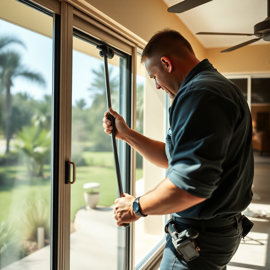 Locksmith Chick patio door repair on-site in Pensacola, FL