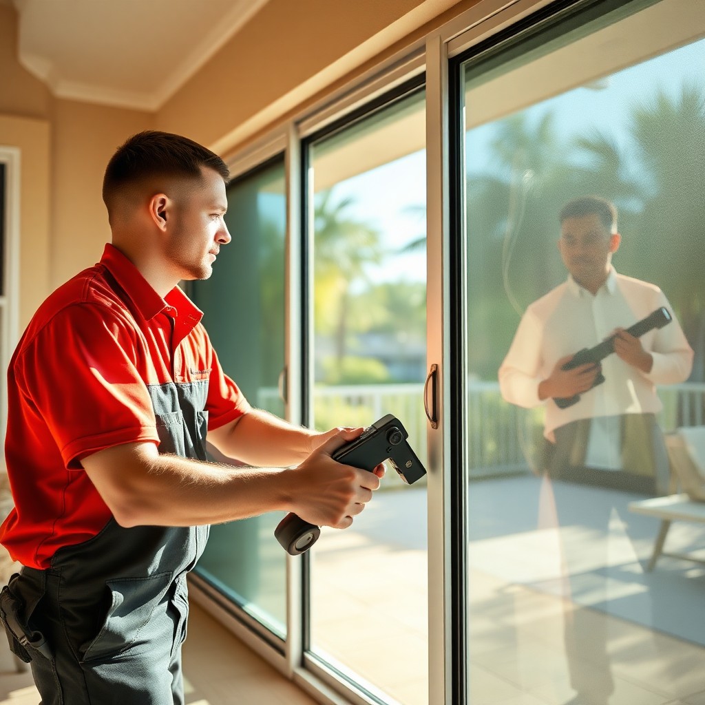 Locksmith Chick patio door repair on-site in Rosemary Beach, FL