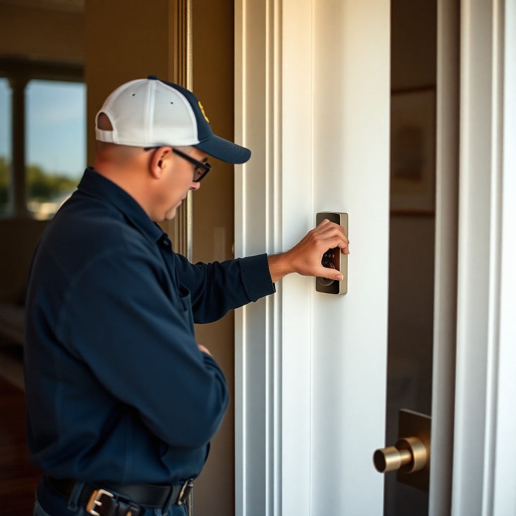 Locksmith Chick smart lock installation on-site in Rosemary Beach, FL