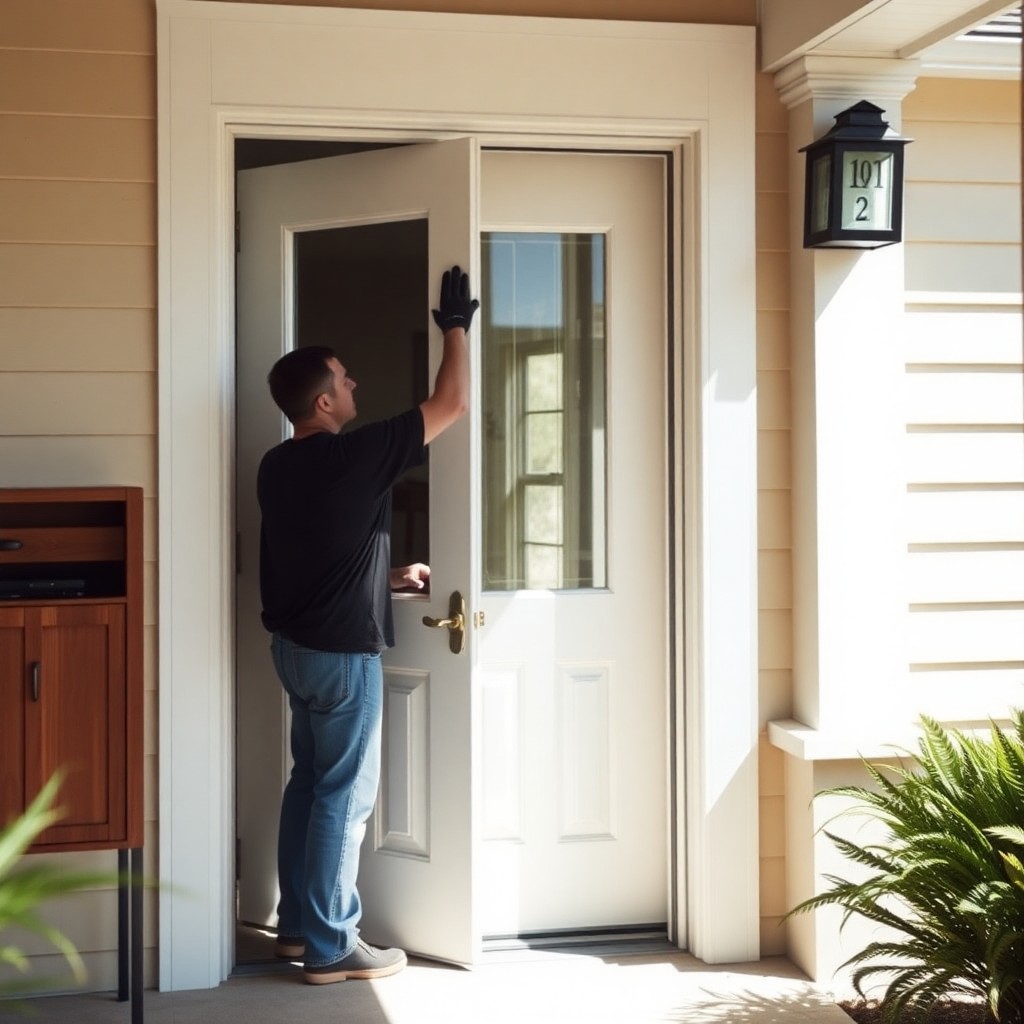 Locksmith Chick storm & hurricane door installation on-site in Rosemary Beach, FL