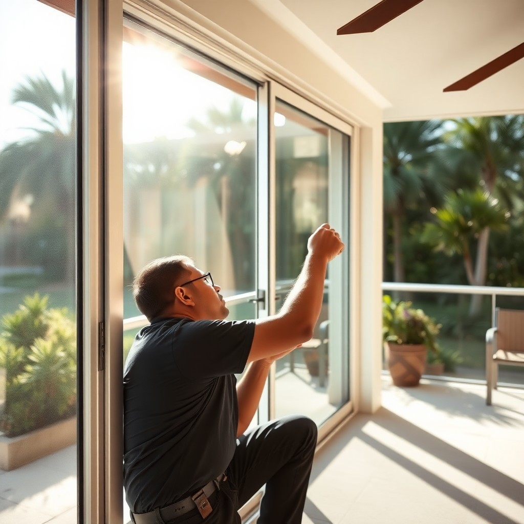 Locksmith Chick patio door repair on-site in Santa Rosa Beach, FL