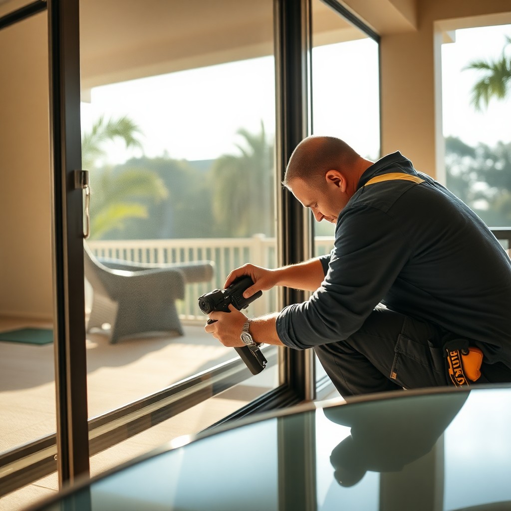 Locksmith Chick patio door repair on-site in Seacrest, FL