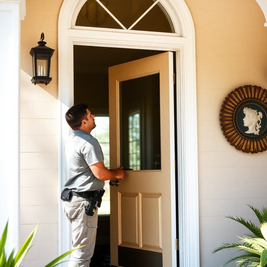 Locksmith Chick storm & hurricane door installation on-site in Seaside, FL