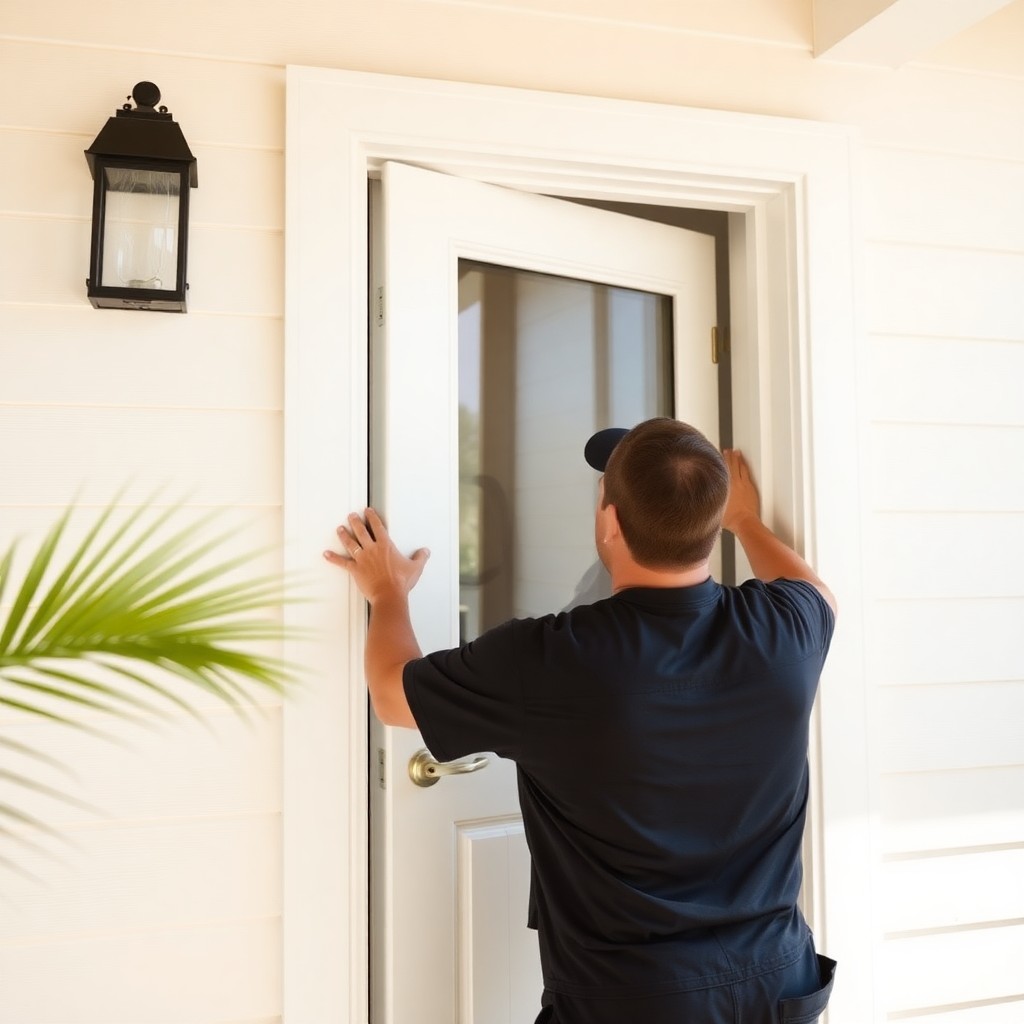 Locksmith Chick storm & hurricane door installation on-site in Shalimar, FL